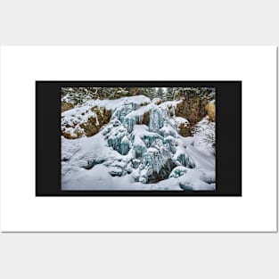 Frozen waterfall in the winter Posters and Art